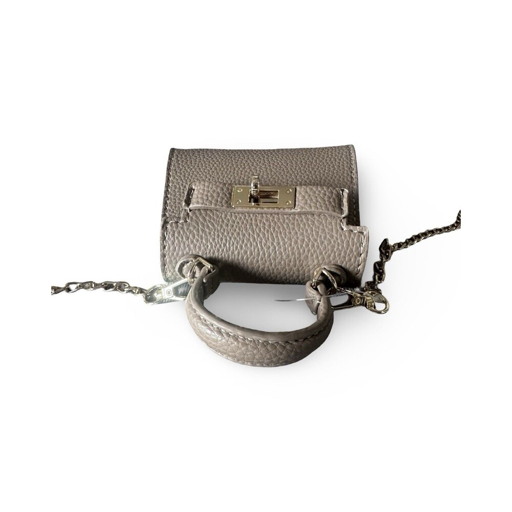 Classic Pebbled Leather Crossbody Mini Bag in Light Gray - Picture 7 of 11
